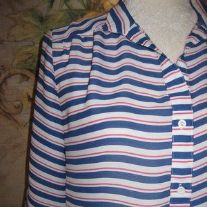 Sz S Anthropologie Maude Red White & Blue Striped Sheer Tunic Shirt